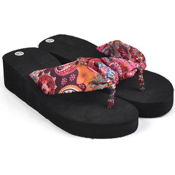 Fleur bohème tongs haute platfrom pantoufles chaussures de plage